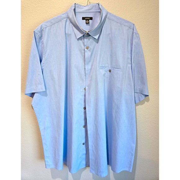 Alfani Other - Alfani Men's 2XL Blue Solid Short Sleeve Button-Up Shirt Pockets Point Collar
